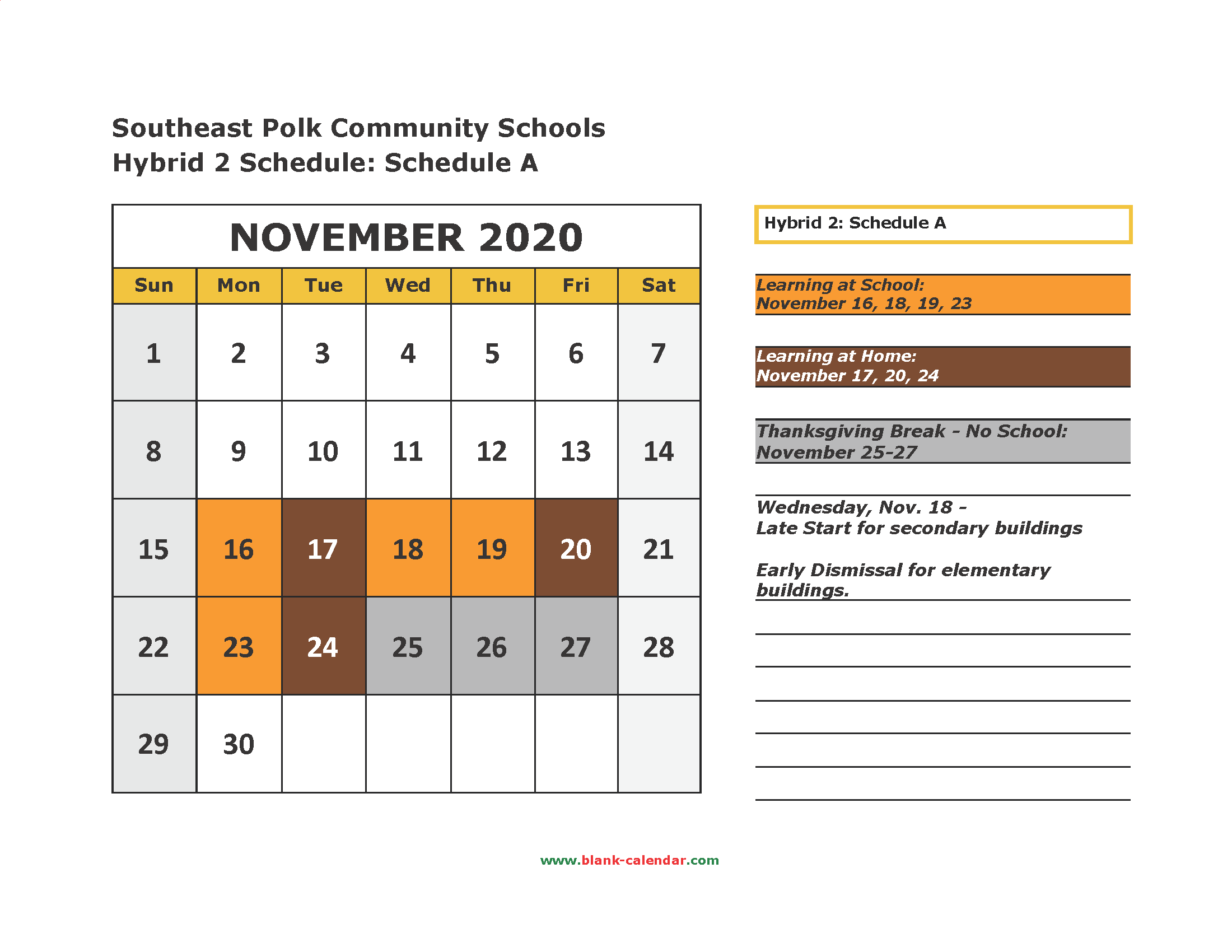 Hybrid 2 Schedule A and B Calendars Posted Southeast Polk Community