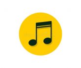 Illustration multimedia icon music note white background yellow circle 145464095