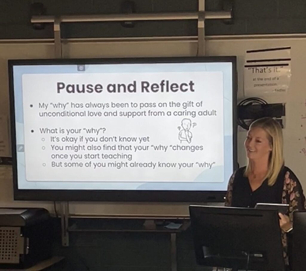 Krystal Colbert asks students to Pause and Reflect