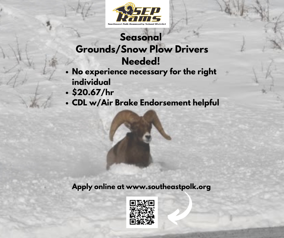 Copy of Seasonal GroundsSnow Plow Drivers Needed! (Facebook Post)