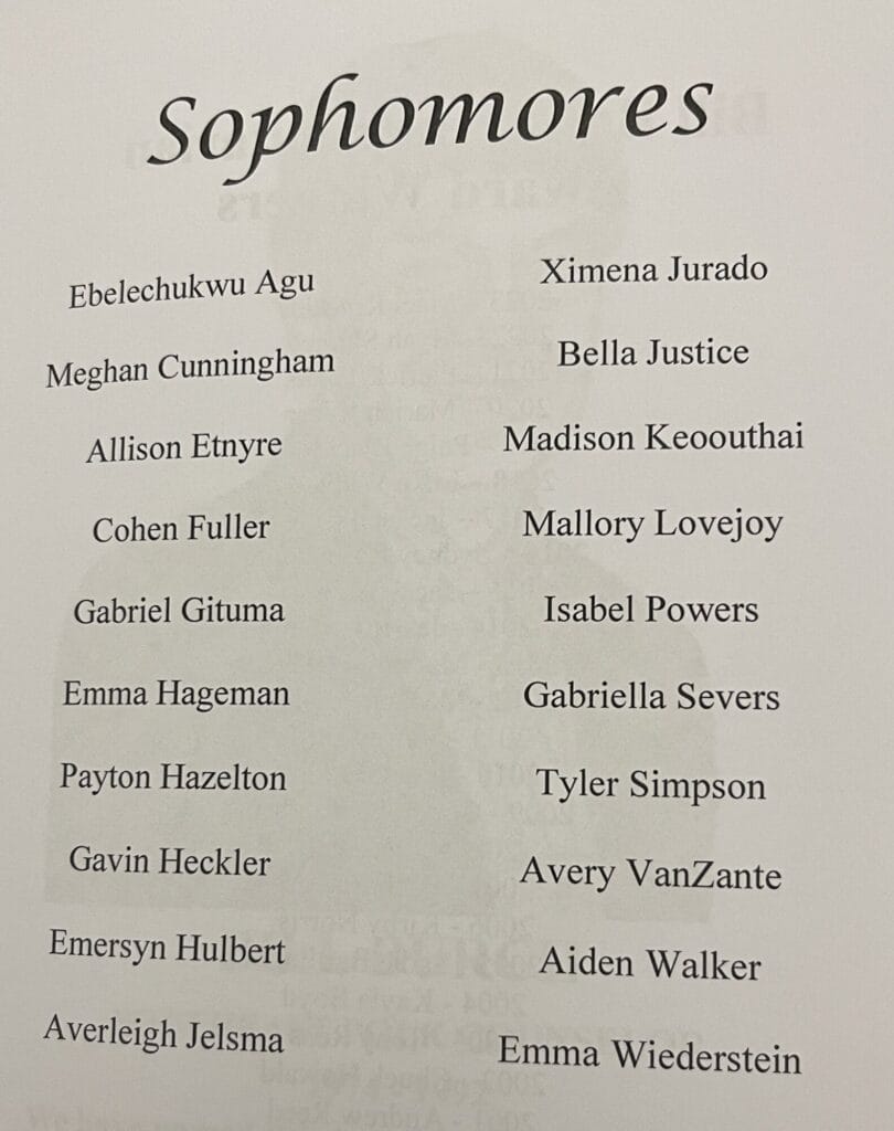 Sophomore Names