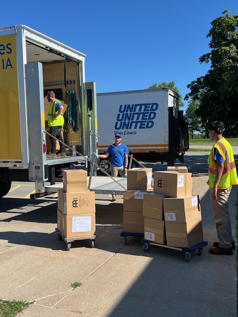 Loading up the boxes to move to new middle school