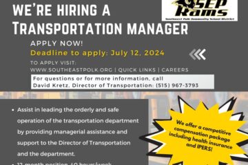 We're hiring a Transportation Manager 7.01.24